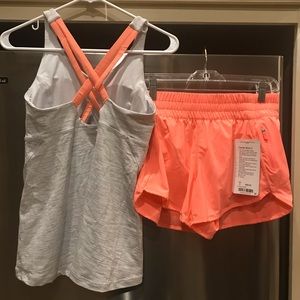NWT lululemon tank and shorts set.  Size 8